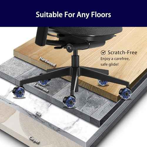 Hirate Office Chair Caster Wheels Heavy Duty(Set of 5), 3¡± Dual Ball Roller Furniture Chair Casters Replacement Mute Rolling for Hardwood Floors & Carpet Universal Fit 7/16" x 7/8", Blue