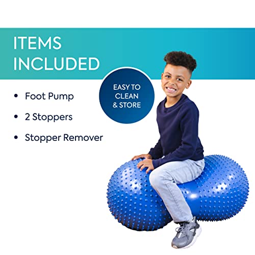 BouncyBand Peanut Stability Ball Chair for Kids – 350 lb Capacity, 36 x 20 in, Blue