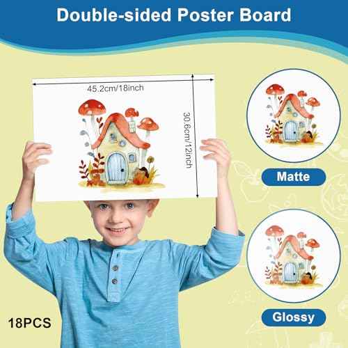 18 Pcs 12" x 18" Poster Board White Poster Board Paper Bulk 250 GSM Thickness Vision Boards Smart PosterBoard for Drawing School Arts Craft Projects Presentations Scrapbooking Blank Graphic Display