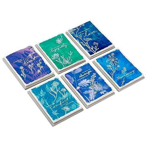 Hallmark Assorted Sympathy Cards (36 Cards with Envelopes) Blue and Green Flower Assortment