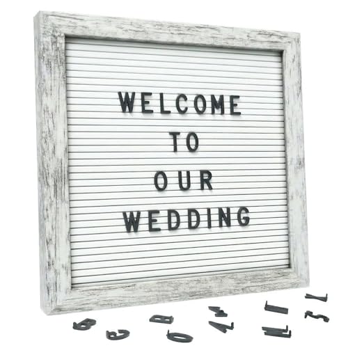 Rustic White Felt Letter Board 10x10 - Includes 336 Letters & Symbols