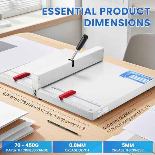 Mxmoonant Manual Creasing Machine 18¡¯¡¯ with Positioning Blocks, Imperial Scale, 70-450g Thickness Paper Creaser, Paper Folding Machine for Business Cards, Invitations, DIY Crafts, Brochures, Covers