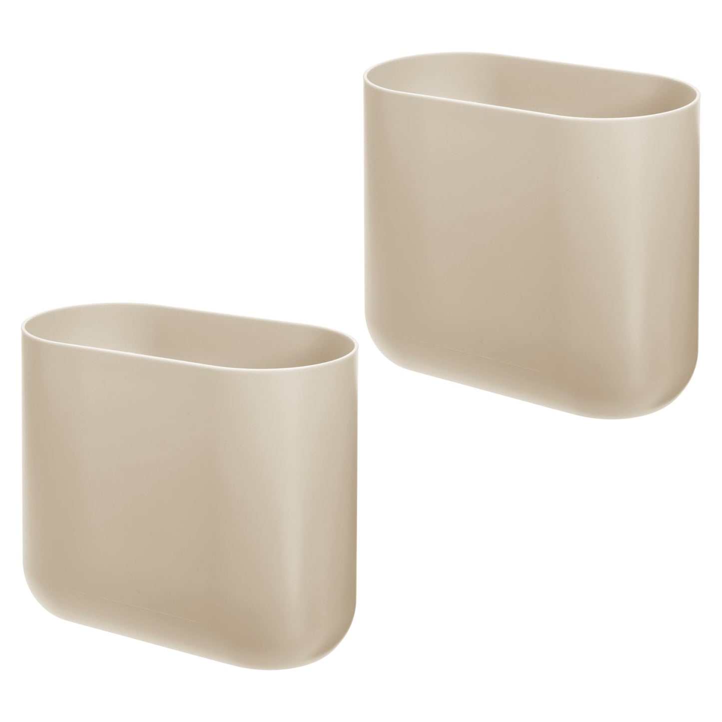 iDesign Small Slim Plastic Bathroom Trash Can, 2-Pack, Brown