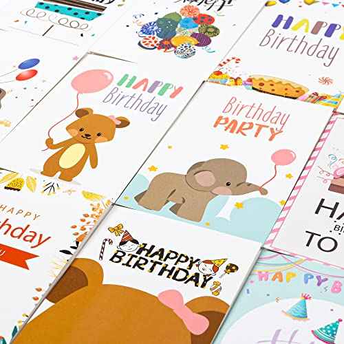 feela Birthday Cards Bulk, 240 Pack 40 Designs Happy Birthday Card Assortment Box with 240 Blank Envelopes, 252 Pieces of Stickers, 9 Washi Tapes, Greeting Cards for Employees Family, 4¡± X 6¡±
