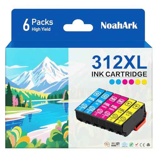 NoahArk 6 Packs 312XL Remanufactured Ink Cartridge Replacement for Epson 312 XL 312 T312 for Expression Photo XP-8500 XP8500 Printer (2 Cyan, 2 Magenta, 2 Yellow, 6 Packs)