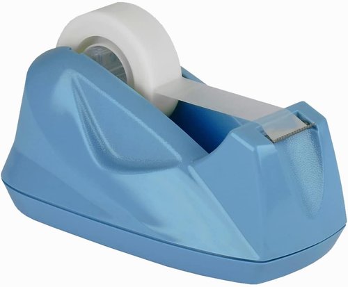 Acrimet Premium Tape Dispenser - Heavy Duty Plastic with Non-Skid Base | Light Blue Color