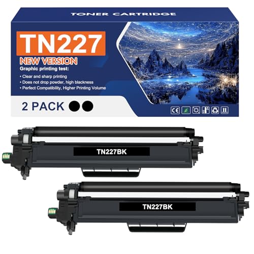 TN227BK TN-227BK TN227 Black MFC-L3770CDW Toner Cartridge Replacement for Brother TN227 TN227BK TN-223BK TN223BK for MFC-L3770CDW HL-L3290CDW HL-L3230CDW MFC-L3750CDW L3710CW L3210CW Printer (2 Pack)