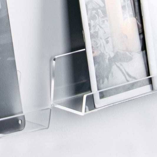 Skiennix Vinyl Record Wall Mount Holder - 12 Inch Clear Acrylic Display Shelf | Floating Book Shelves for Kids Room