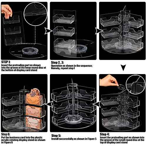 Qunclay Acrylic Business Card Holder Multi Slot Card Organizer Plastic Rotating Clear Sticker Holders Multi Pocket Rotating Countertop Organizer Display(24 Pocket)