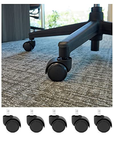 Grykot 5-Pack Office Chair Wheels Replacement 2in Heavy-Duty Casters for Hardwood & Carpet