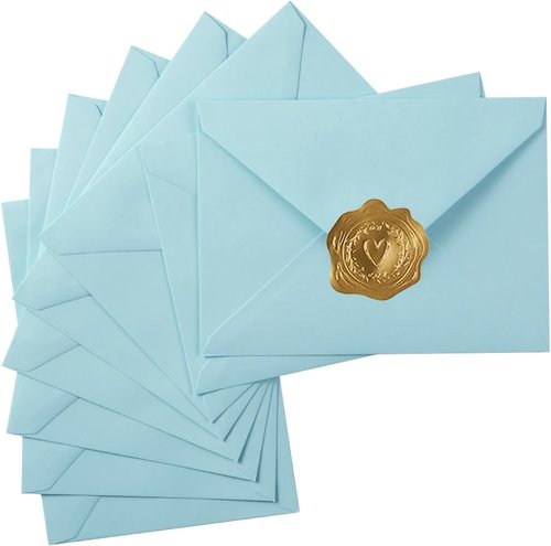 Skiennix A7 Colorful Envelopes - 50 Pack V Flap for Invitations, Weddings & More | Light Blue 5.24 x 7.24 Inches