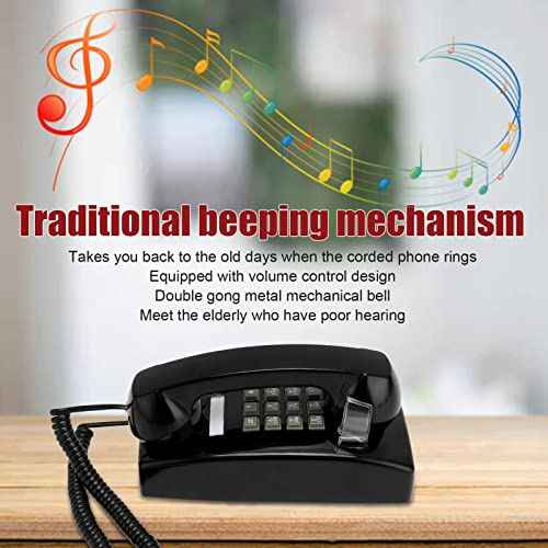 Retro Wall Mounted Telephone with Mechanical Ringing,Classic Corded Phone,Old Wall Mount Phone for Kitchen Home Office Living Room School
