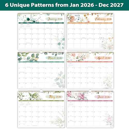 2026-2027 Wall Calendar - January 2026 - December 2027, Calendar 2026-2027, 14.8" x 11.4", 2026 Calendar with Large Blocks Space, Twin-Wire Binding, Hanging Hook, Perfect for School & Home