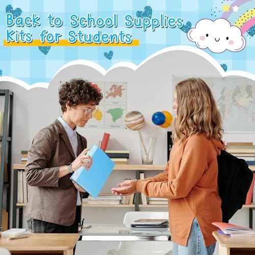 192 Pcs Middle High School Supply Kit for Student Girl Back to School Supplies Bundle Essential Stationery Stuff Set Include Calculator Notebooks Compass Folder Pen Stapler and More (Blue)