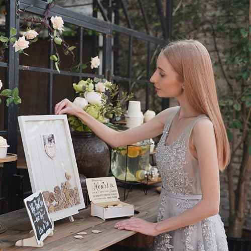 Y&K Homish Wedding Guest Book Alternative Rustic wedding decorations for reception wedding signs Antique White