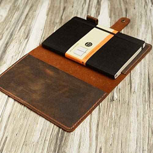 Distressed Leather 5 x 8.25" Notebook Cover Compatible with Moleskine Classic Cover Larger size, Portfolio Agenda Cover Diary Cover, 307M