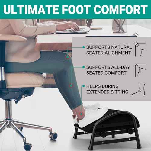 Padded Foot Stool for Under Desk, 3 Adjustable Heights Foot Rest for Office Chair, Under Desk Footrest for Gamer Desk Accessories, Leg Rest for Car/Home Essential Accessories - Black