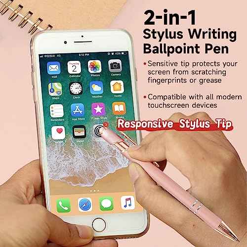 Stylus Pens for Touch Screens, 6 Pack Rose Gold Inspirational Pens, 1.0mm Medium Point BallPoint Pens, Cute Pens Nurse Gifts Office Supplies for Women (Motivational, 6 Pcs Rose Gold)