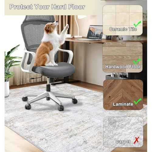 Capslpad Office Chair Mat for Hardwood Floor/Tile Floor 47"x59" Non Slip Desk Chair Mat Low Pile Computer Gaming Chair Rug for Rolling Chair Protector for Office Den Computer Desk, Khaki