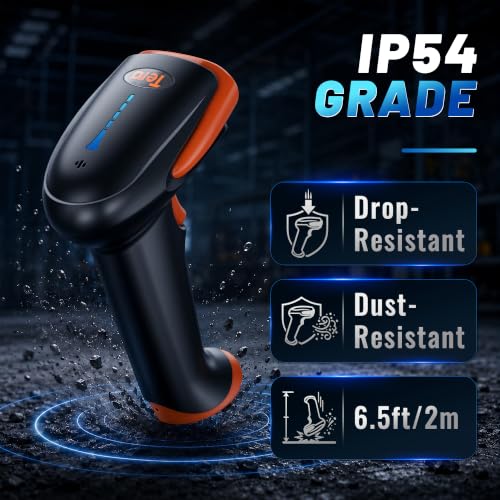 Tera 2D Wireless Barcode Scanner with Battery Indicator and Stand - Orange HW0002