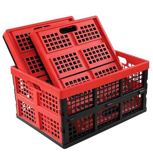 Gloreen 3 Packs 35 Quart Folding Crate Basket, Collapsible Storage Milk Crates