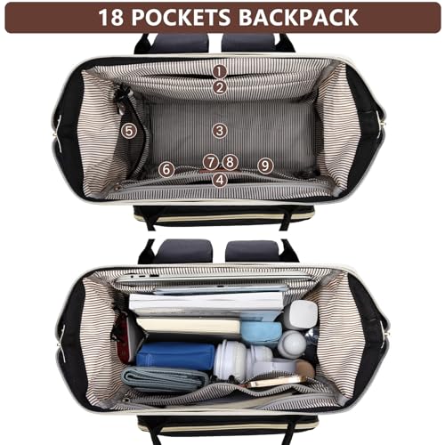 Backpack for Women Work Bags: 15.6 inch Laptop Backpack Purse Backpacks with USB Charger College Bookbag Casual Business Computer Backpack for Travel Nurse Teacher