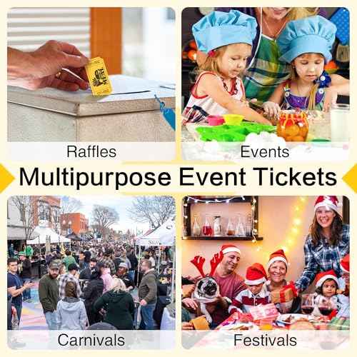 ESSENTIAL 1000 Raffle Tickets Rolls, Meal Tickets Single Roll for Events, Leisure, Movie Watching, Entertainment, Class Reward & Prizes - 5 Color Selection (Yellow)