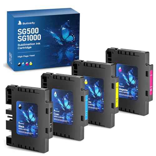 3.09 Sublimation Ink Cartridge Compatible with Sawgrass SG500 SG1000 Printer All Firmware Versions | No Grid Lines Guaranteed | High-Performance & High-Viscosity Gel Ink | Long-Lasting(4 PK, B/C/M/Y)