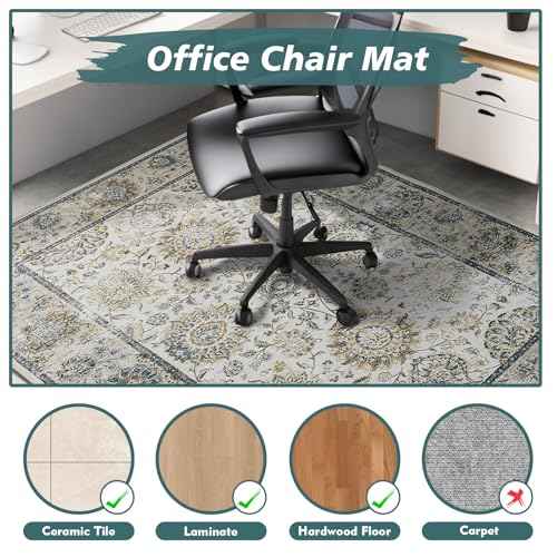 Office Chair Mat for Hardwood Floor,Computer Chair Mat Office Rugs for Rolling Chairs,Under Desk Rug for Floor Protector,Anti Slip Machine Washable Area Rug Brown 48"x60"