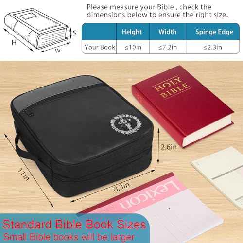 Bible Cover, Bible Carrying Book Case for Women,Protective Church Organizer Holder Bag with Handle Pockets,Christian Gift for Girls Boy and Men Grey