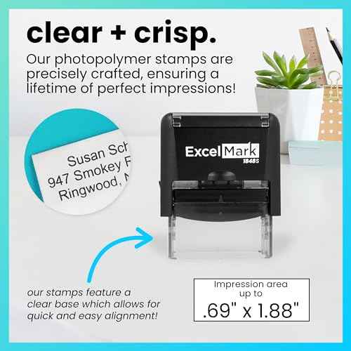 ExcelMark Custom Rubber Stamp ? Clean & Easy Stamping ? Personalized Self-Inking Stamp (Medium)