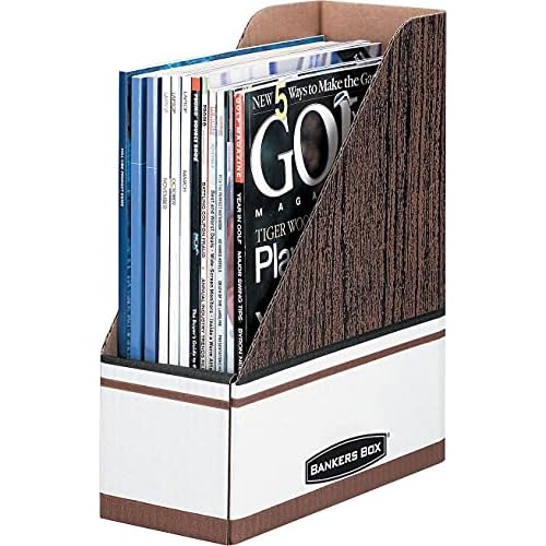 Bankers Box 07223 Corrugated Cardboard Magazine File, 4 x 9 x 11 1/2, Wood Grain (Case of 12)