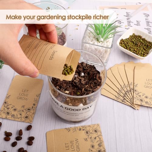 Prudiut 300 Pack Seed Envelopes 3.15x2.36 Inches Self-Adhesive Kraft Seed Packets