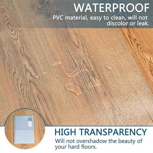 Chair Mat for Hardwood Floor, 48" x 48" Large Clear Office Floor Protector, Easy Glide Desk Mat for Home, Easy to Clean (Square)