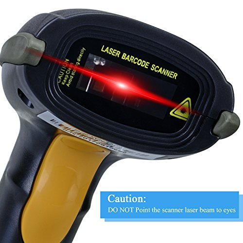 WoneNice USB Laser Handheld Barcode Scanner - Wired, High-Speed, Black