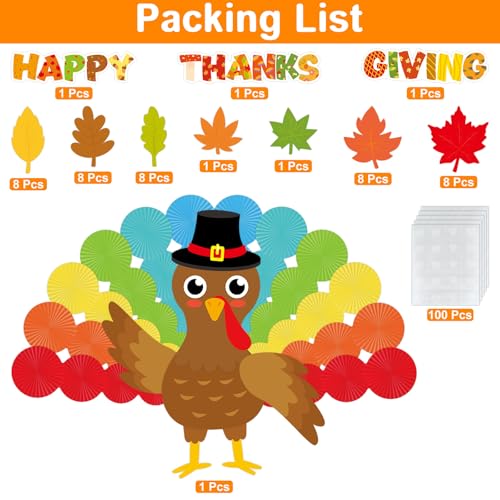 Thanksgiving Turkey Bulletin Board Set for Classroom Decoration Fall Maple Leaf Give Thanks Cutouts for Fall Thanksgiving Classroom School Wall D?cor