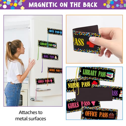 Ceiba Tree Magnetic Hall Passes for Classroom, 6 Pack - Reusable Waterproof Student Pass Cards