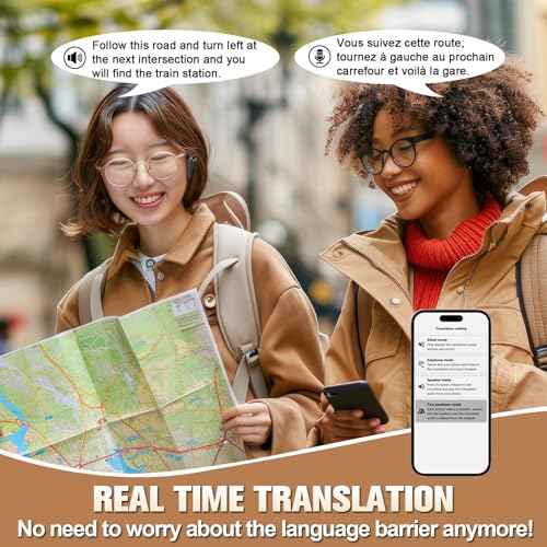 Wireless Bluetooth Touch Screen AI Language Translation Translating Earbuds In Real Time Active Noise Cancelling In Ear Headphones Smart Language Ear Translator Device ANC Earphones for Work Travel