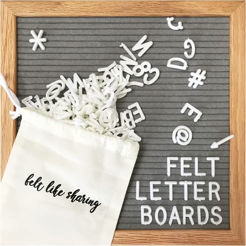 Felt Like Sharing 10x10 Gray Felt Letter Board with 300 Letters & Storage Pouch