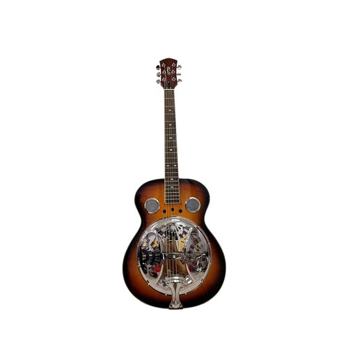 40-Inch Resonator Guitar with Spruce Top & Sapele Body - Black Brown Flame Finish, Okoume Neck, Rosewood Fingerboard | Sealed Tuners & Bronze Strings | Blues/Slide Guitar