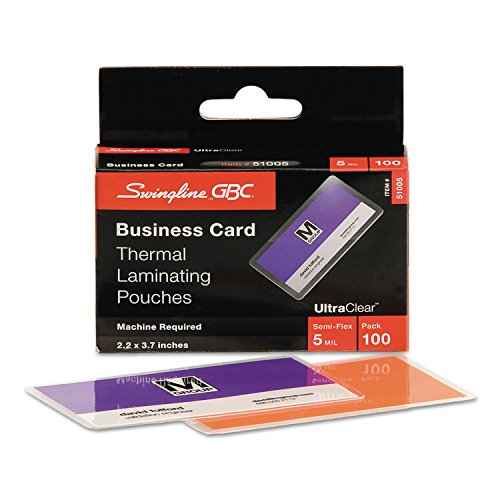 Swingline GBC 51005 UltraClear Thermal Laminating Pouches, 5mil, 2 3/16 x 3 11/16, Business Card,100