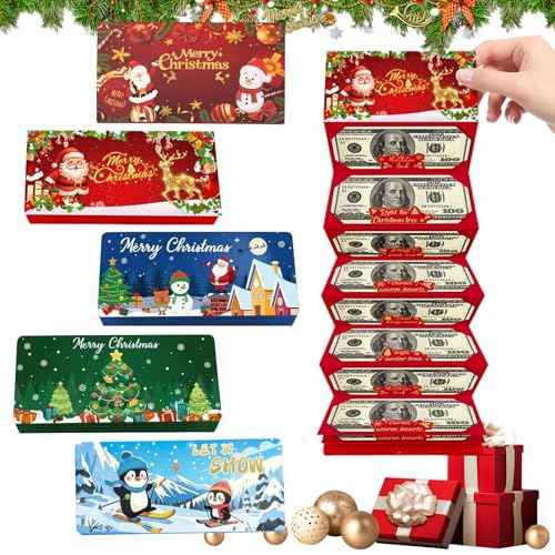 5PCS Upgrade Surprise Card Holder Christmas Cashs Envelope with Money Clip, 2026 New Christmas Cash Gift Envelope, DIY Cash Gift Card Holders Xmas With 10 Slots