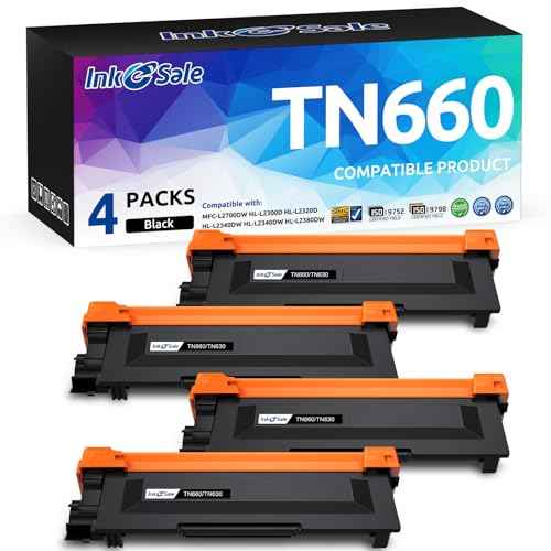 INK E-SALE Compatible Toner Cartridge Replacement for Brother TN660 TN630 use for MFC-L2700DW HL-L2340DW HL-L2300D HL-L2380DW DCP-L2540DW DCP-L2520DW MFC-L2740DW MFC-L2720DW (4 Pack Black, Design V3)
