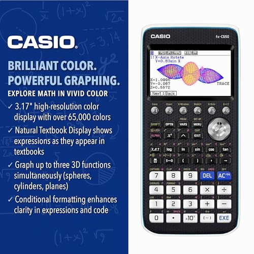 Casio fx-CG50 PRIZM® – Color Graphing Calculator with 3D Graph & Python | Large High-Res Display, Basic & Advanced Functions | Ideal for Exams, STEM, Programming & Advanced Math