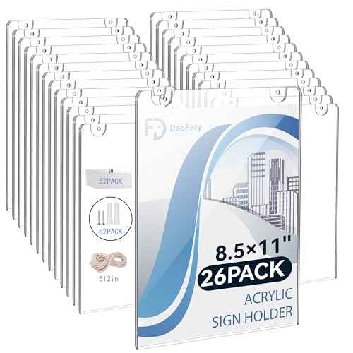 26 Pack Wall Mount Acrylic Sign Holder 8.5 x 11 Clear Display Table Stand, Double Sided Flyer Plastic for Picture Paper Frame Home Office Menu Retail Show Fair