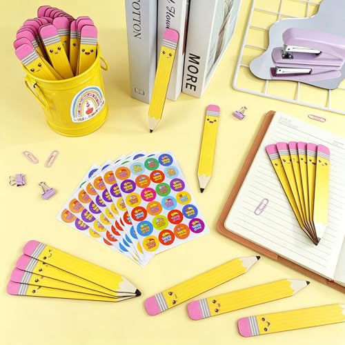 Yellow Wooden Classroom Name Sticks Set with Storage Box - 49 Pcs