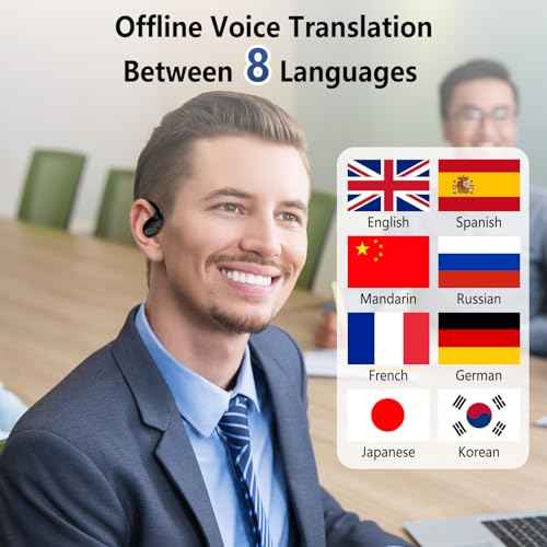 Translator Earbuds in Real Time,144 Languages Bluetooth Translator Device(Contains 70 Accents) and 8 Offline Language Translation,Two-Way Translator Earphones for Business Travel Learning