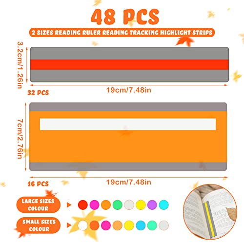 Colored Reading Guide Strips for Kids Dyslexia - 48 Pack, Highlights & Overlays