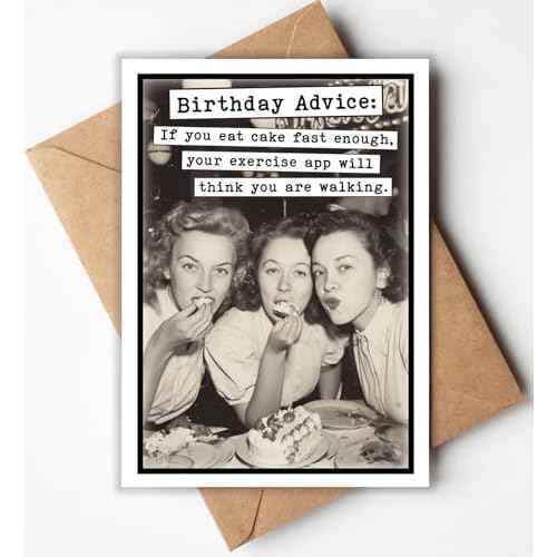 Katie Doodle - Funny Birthday Cards for Women, Friend (Handmade in USA) - Great for 30th, 40th, 50th, 60th, 70th, 75th, 80th, 90th Birthday Gifts for Women Her Friends - Includes 1 Card & 1 Envelope