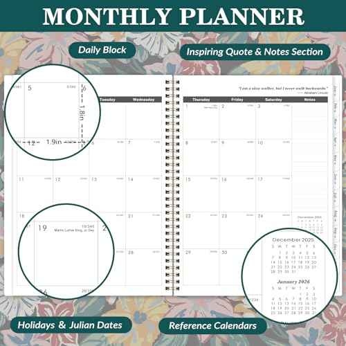 Monthly Planner 2026-2028 - 3 Year Planner/Calendar 2026-2028, JAN 2026 - DEC 2028, 9" x 11", 3 Year Calendar 2026-2027-2028 monthly planner with 36 Monthly Tabs, Notes Pages, Inner Pocket - Floral